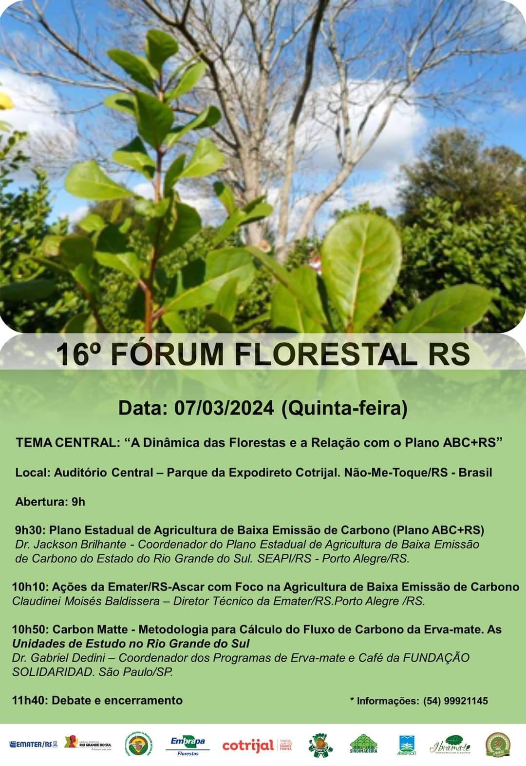 16º Fórum Florestal abordará Agricultura de Baixa Emissão de Carbono na Expodireto Cotrijal 2024